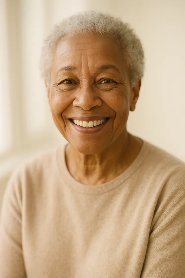 A dignified, smiling older adult